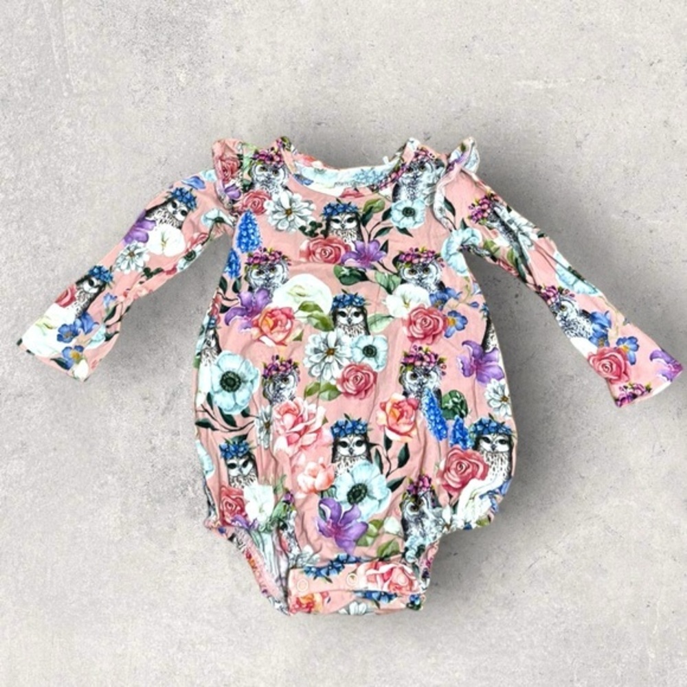 Posh peanut owl bubble romper